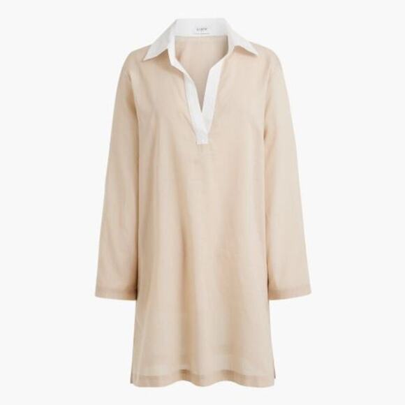 J Crew Factory Womens Organic Cotton Polo Tunic Cover-Up BW209 Cream Sze XXL NWT - Picture 1 of 2